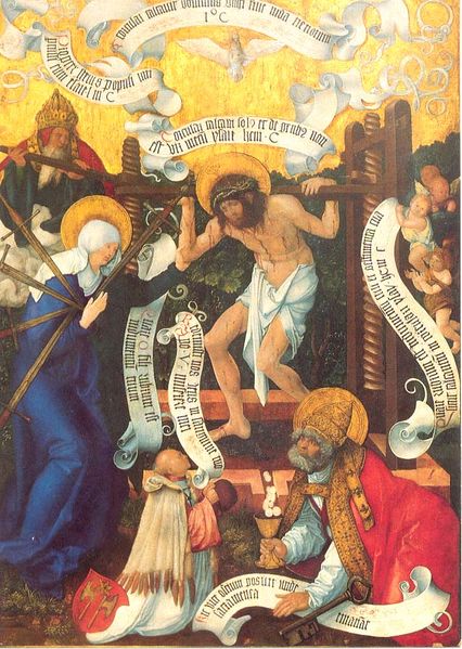 Maria Corredentrice e il Torchio Mistico, Ansbach (Germania) - Chiesa di San Gumberto (Ritterkapelle) – tavoletta votiva di Maestro dei torchi (scuola Duhreriana) 1511