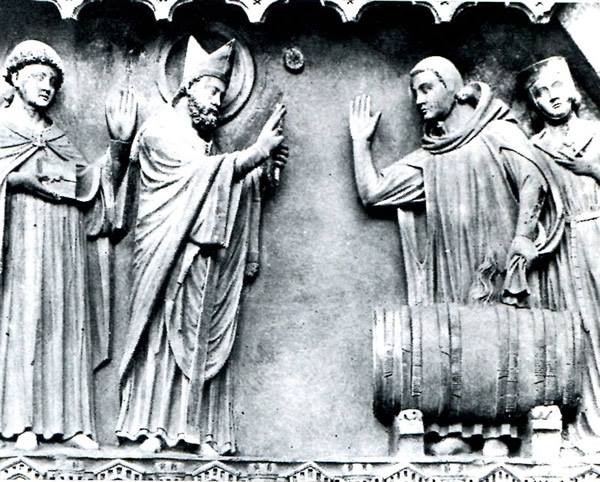 Miracolo del vino: bassorilievo nella cattedrale di Reims
